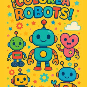 Libro para colorear robots y aprender números y letras