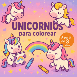 Libro para colorear unicornios kawaii