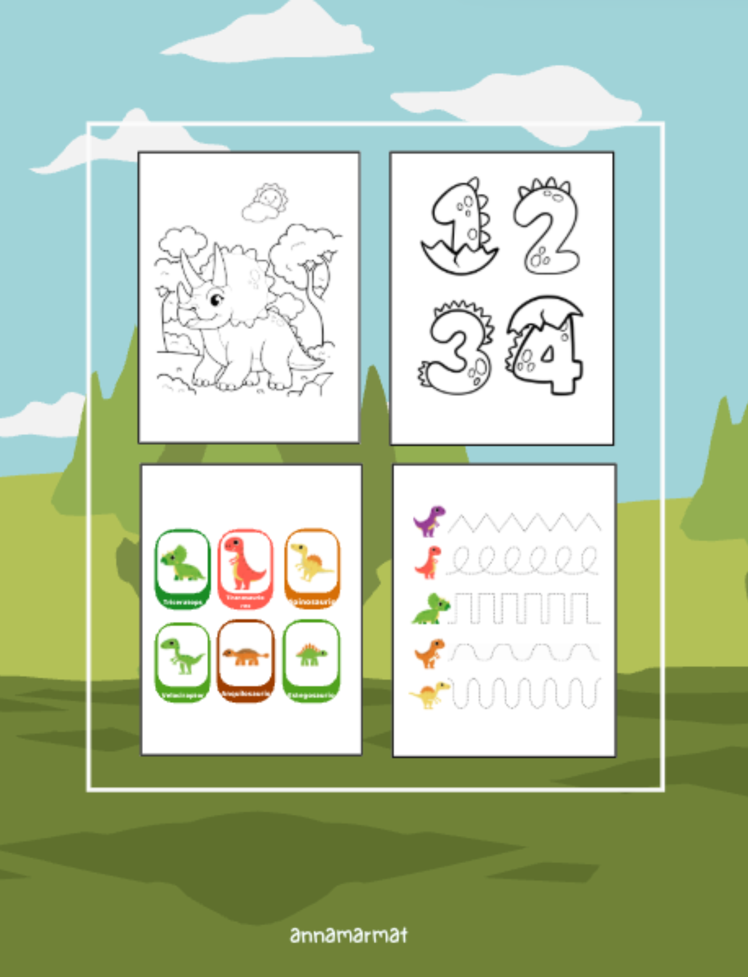 Dinosaurios para colorear y aprender números, letras y juegos divertidos - Imagen 5