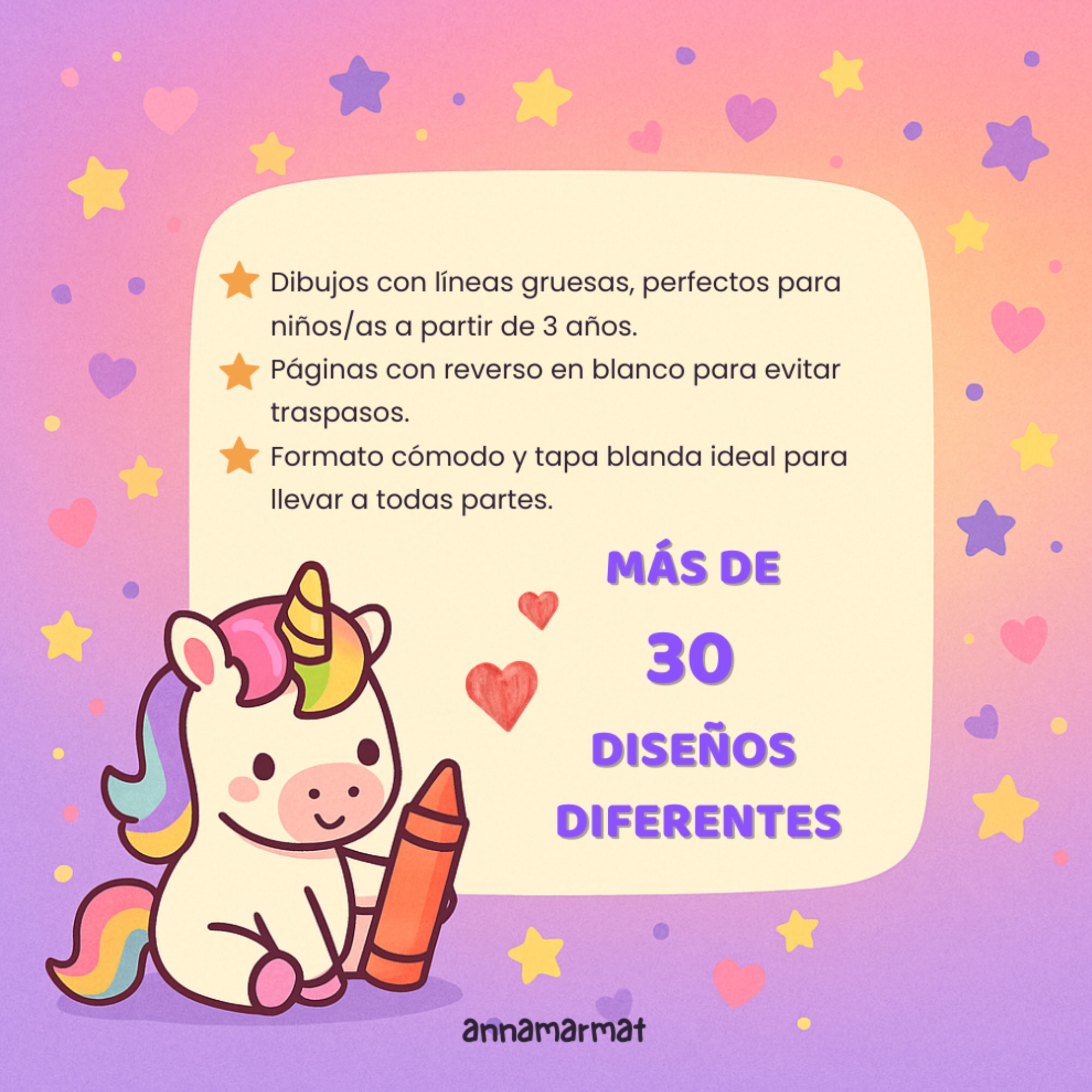 Unicornios para colorear - contraportada libro unicornios